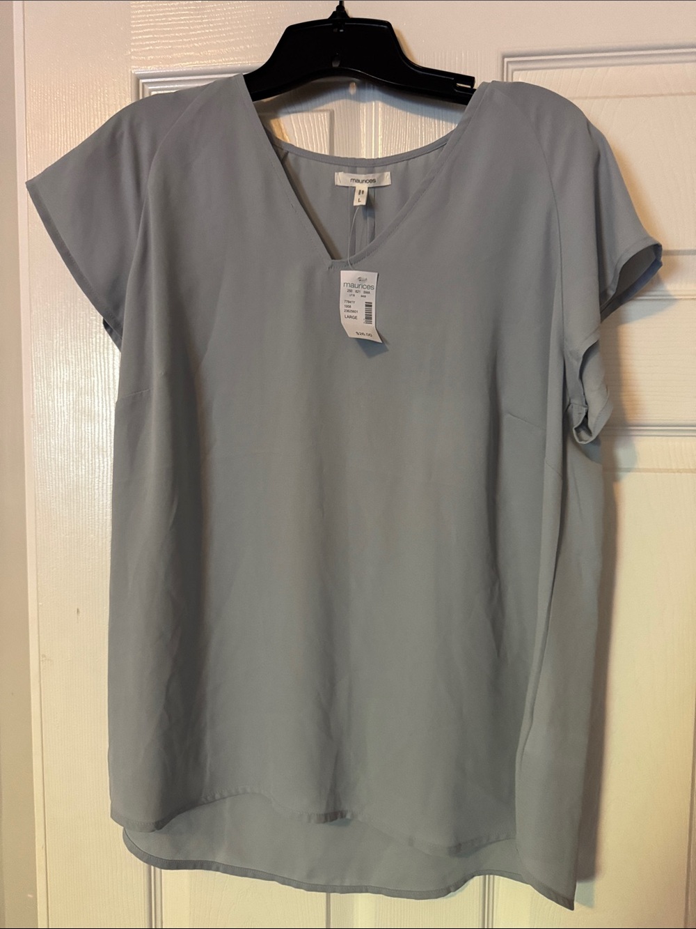 Maurices Light Blue V-Neck Short Sleeve Blouse
